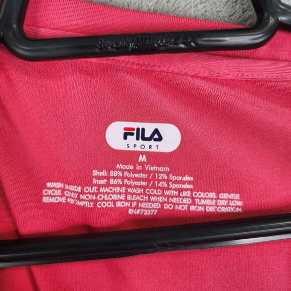 Women's Fila Sport Shirt V-Neck Performance Pink & Black Short Sleeve Size M - Picture 5 of 9